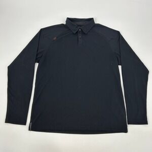 Rhone Delta Pique Shirt Mens Medium Black Long Sleeve Polo Performance